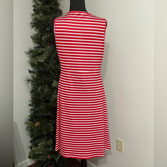 Red and White Sleeveless Midi Dress, L - Picture 2 of 7